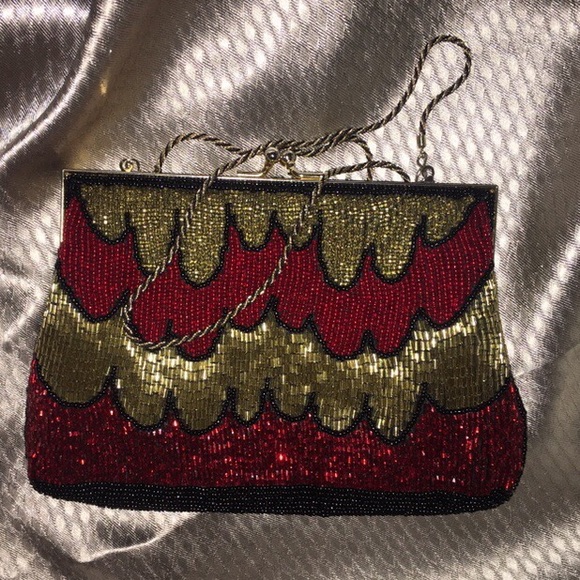 hand beaded flame clutch - Picture 3 of 4